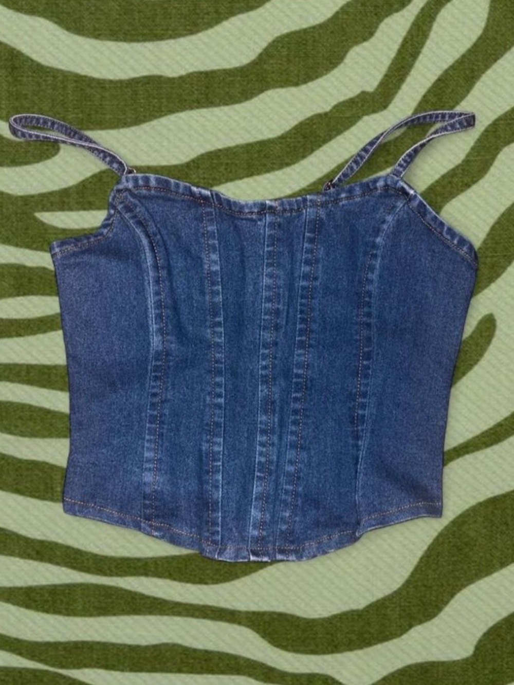 Denim Corset Tank Top - Blue